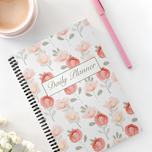 Floral Daily Planner 2027: Undated A5 Spiral Notebook, Habit Tracker
