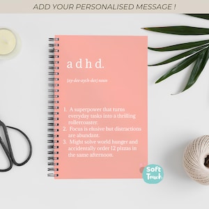 Personalised ADHD Notebook - Funny ADHD gifts - Gifts for neurodivergent - Neurospicy - A5 Spiral Journal
