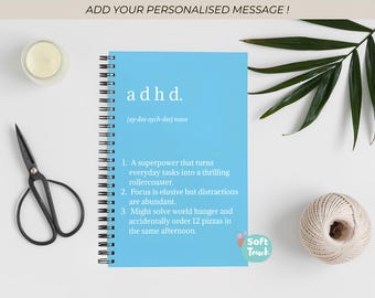 Carnet de notes TDAH - Cadeaux amusants pour le TDAH - Cadeaux pour neurodivergents - Neurospicy - Journal à spirales A5