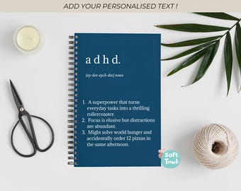 Cahier à spirales personnalisé TDAH - Cadeau drôle neurodivergent