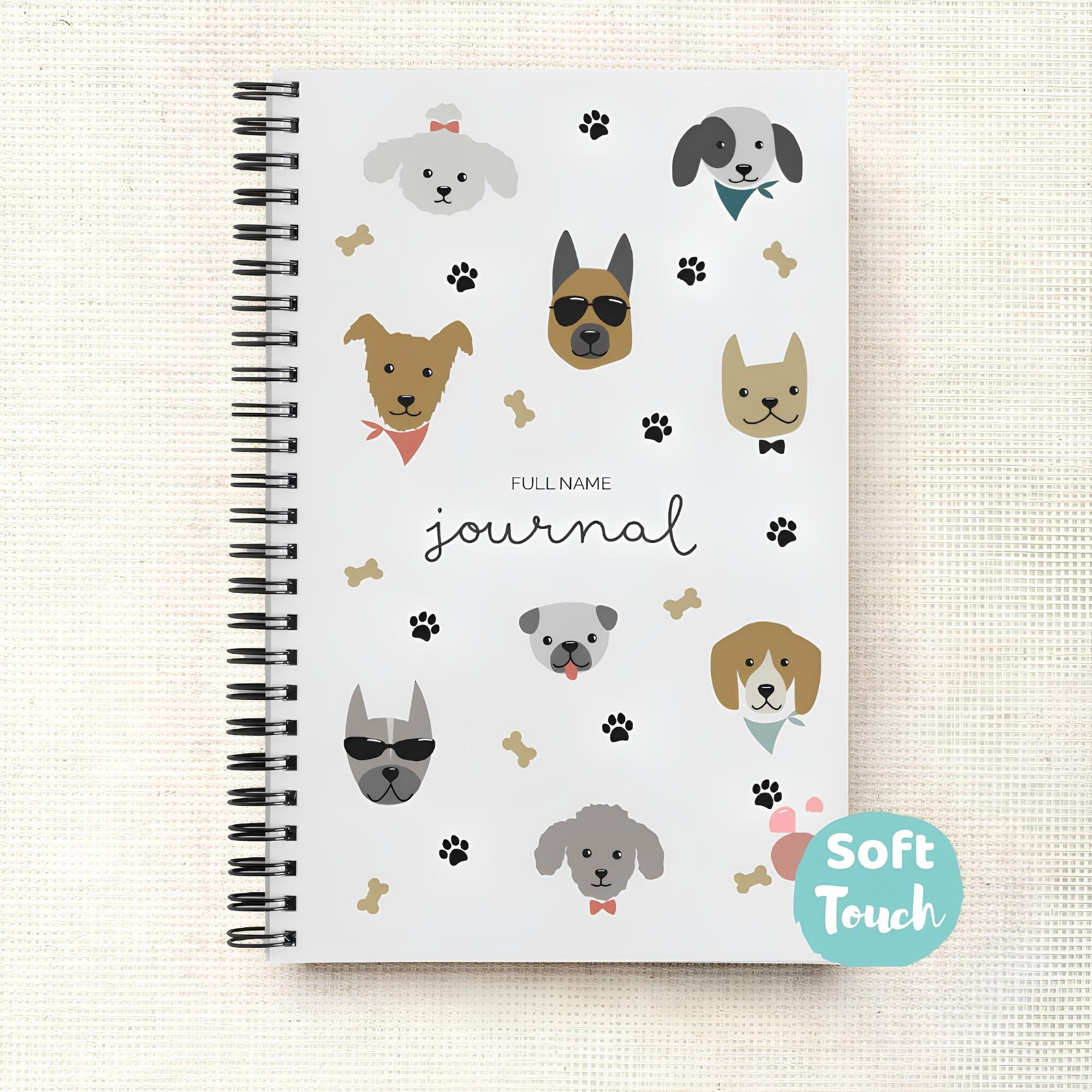 Personalised Dog A5 Notebook |Paperback| Journal | Dog lovers | Kawaii|Friends|Daughter Gift |Spiral |Cute| |Puppy | To do lists|Soft cover
