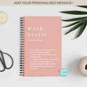 Quaderno A5 personalizzato "Work Bestie Noun"/Regalo divertente per la partenza/Regalo per il migliore amico al lavoro/Quaderno per collega di lavoro/Copertina flessibile/Morbido al tatto/Regalo per nuovo lavoro