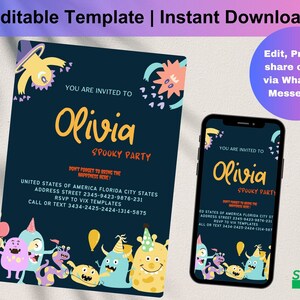 Monster Birthday Invitation, Monster Birthday Party Invite, Monster Party Invitation, Little Monster Invitation,Little Monster Invite, D0216