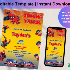 Editable Spiderman Birthday Invitation, Spiderman Superhero Invitation Template, Superhero Digital Invitation, Spiderman party, D0200