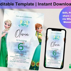 Frozen Pool Party Invitation | Kids Birthday Invitation | Editable and Printable Frozen Pool Party Invite | Digital Download, D0145