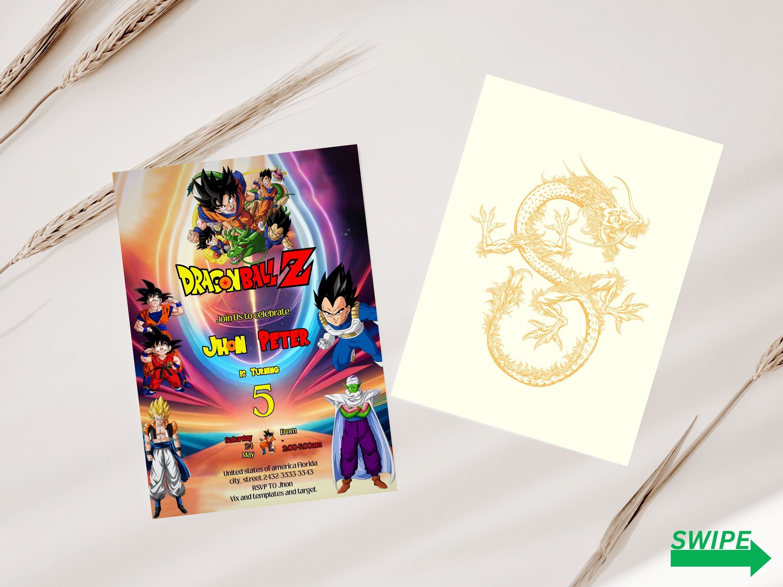Editable Dragon Ball Birthday Invitation Template | Digital Kids Party ...