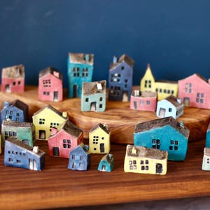 Handmade Miniature Stoneware Pottery House: Village Town Seaside Decor
