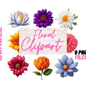 Watercolor Floral Clipart Wildflowers - Set of Flowers - Spring Clipart PNG - Instant Download
