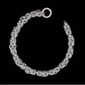 Sterling Silver Byzantine Chain-Maille Weave Pattern Bracelet