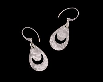 100% Sterling Silver Swirl Texture Water Pattern Earrings - hand cut