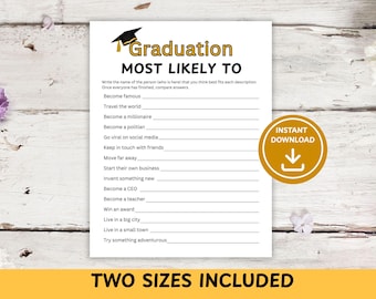 Who Is Most Like the Graduate Game, Graduation Party Game, Grad Activity