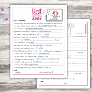 Carta "Todo sobre mi abuela", Carta a la abuela, Regalo para el Día de los Abuelos, Regalo para la abuela, Actividad para el Día de los Abuelos, Regalo de recuerdo