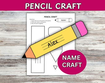Printable Name Pencil Craft: Back to School Activity (PDF Download