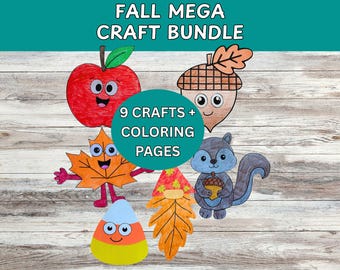 Printable Fall Crafts Bundle: Kids Coloring Pages (PDF Download)
