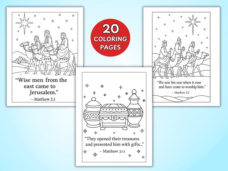 Wise men coloring page. Bethlehem coloring page.