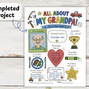 Grandpa kid survey.  Grandpa fact sheet. Printable for grandpa.