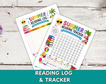 Summer Reading Log and Tracker Printable Bundle, Kids Reading Chart