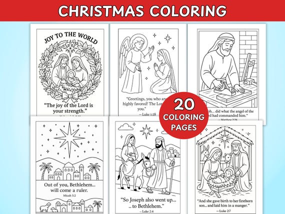 Christian Christmas Coloring Pages for Kids, Bible Verses, Sunday School Activity