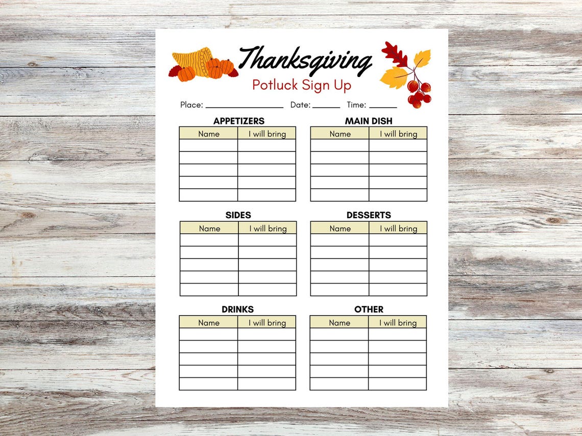 Thanksgiving Potluck Sign up Sheet - Il 1140xN.6411628580 9hrt 