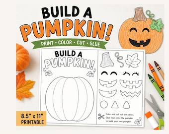 Build a Pumpkin Craft, Fall Activity for Kids, Halloween Craft