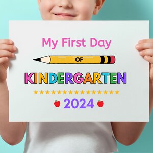 First Day of Kindergarten Sign, Printable First Day of School Sign ...