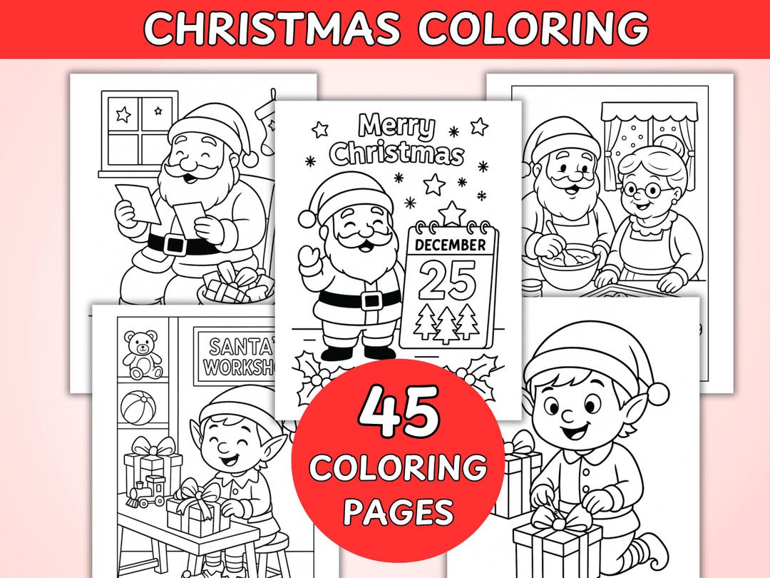Christmas Coloring Pages for Kids, Holiday Color Sheets, Kids Activity ...
