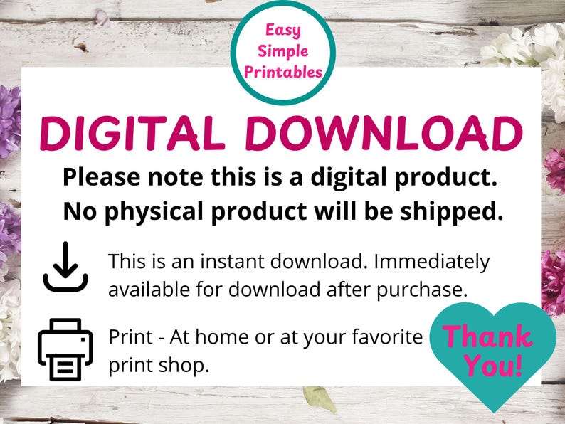 Digital download from easy simple printables.
