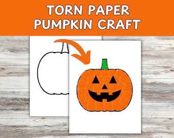 Torn Paper Pumpkin Craft: Fall Halloween Kids Activity (PDF Pattern