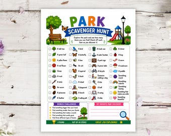 Park Scavenger Hunt for Kids, Nature Scavenger Hunt, Summer Activity