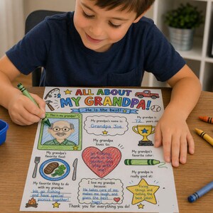 Kid coloring grandpa gift