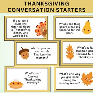 Thanksgiving Conversation Starter Cards: Holiday Dinner Activity (PDF)
