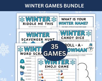Winter Games Bundle: Printable Activities for Adults, Kids, Families