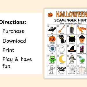 Printable Halloween scavenger hunt
