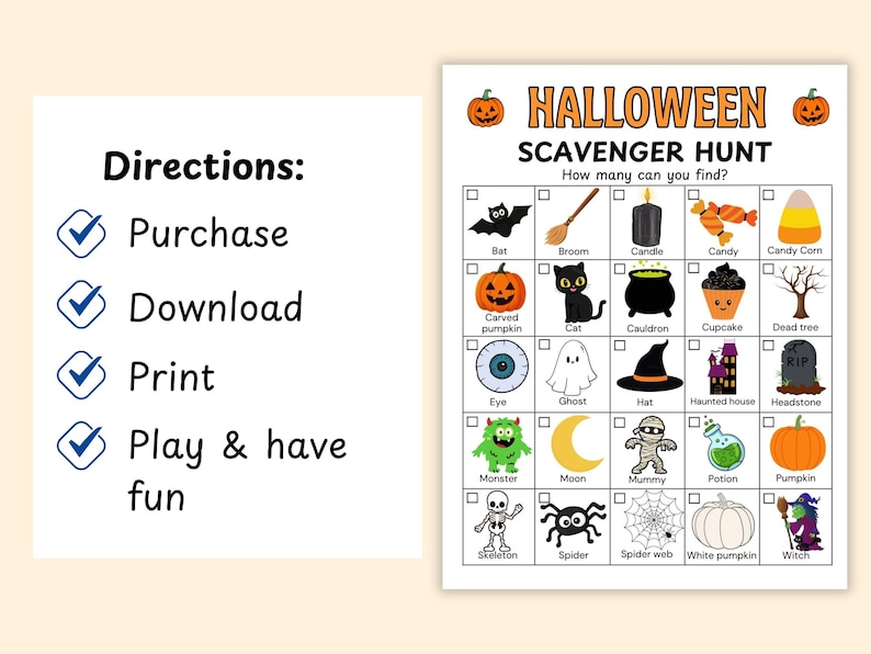 Printable Halloween scavenger hunt