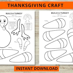 Build A Turkey Craft: Thanksgiving Kid&#39;s Activity (Digital Download)