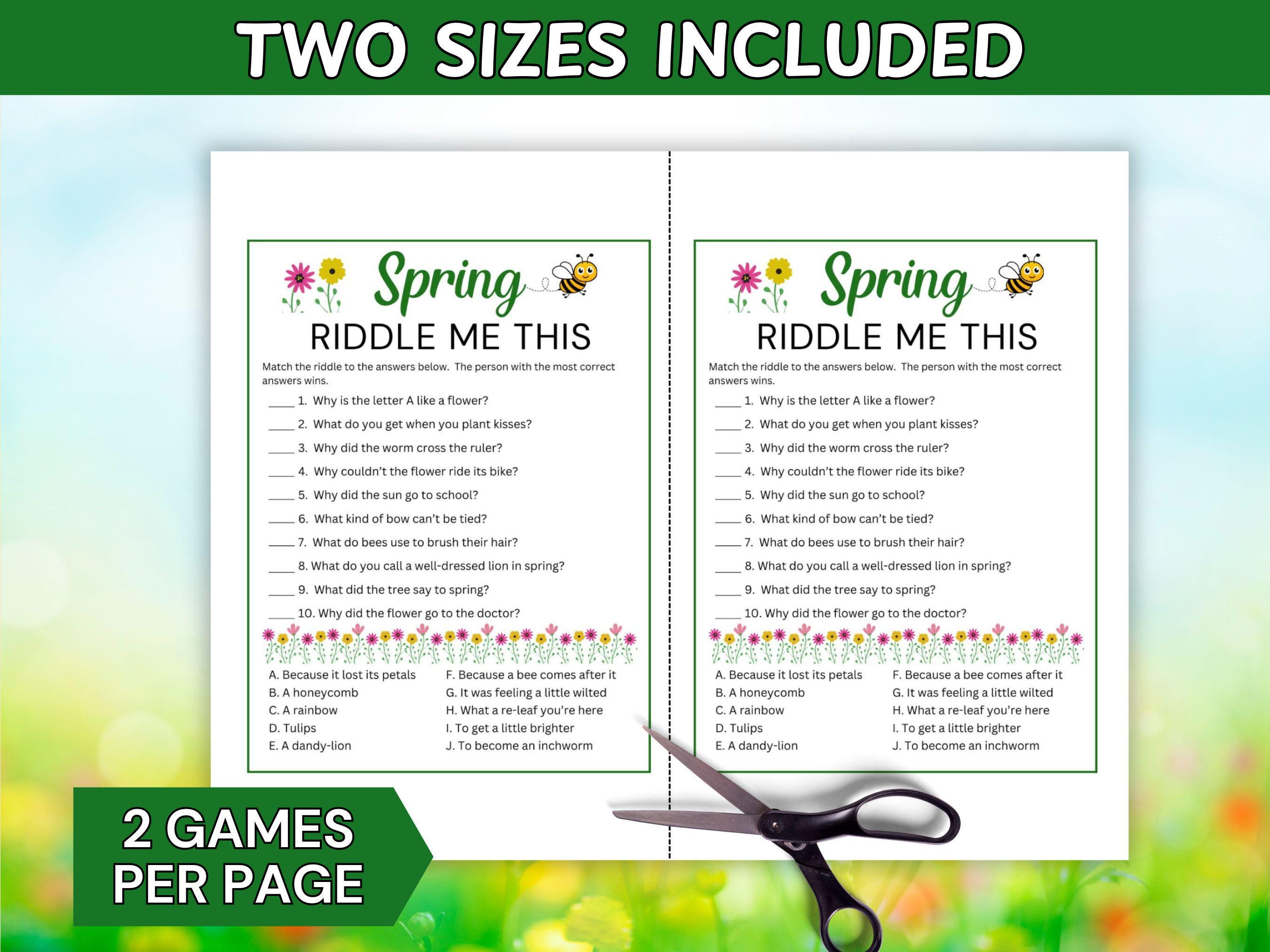 Springtime Brain Teaser Spring Riddles Game | Brain Teasers for Kids | Classroom Activity ...