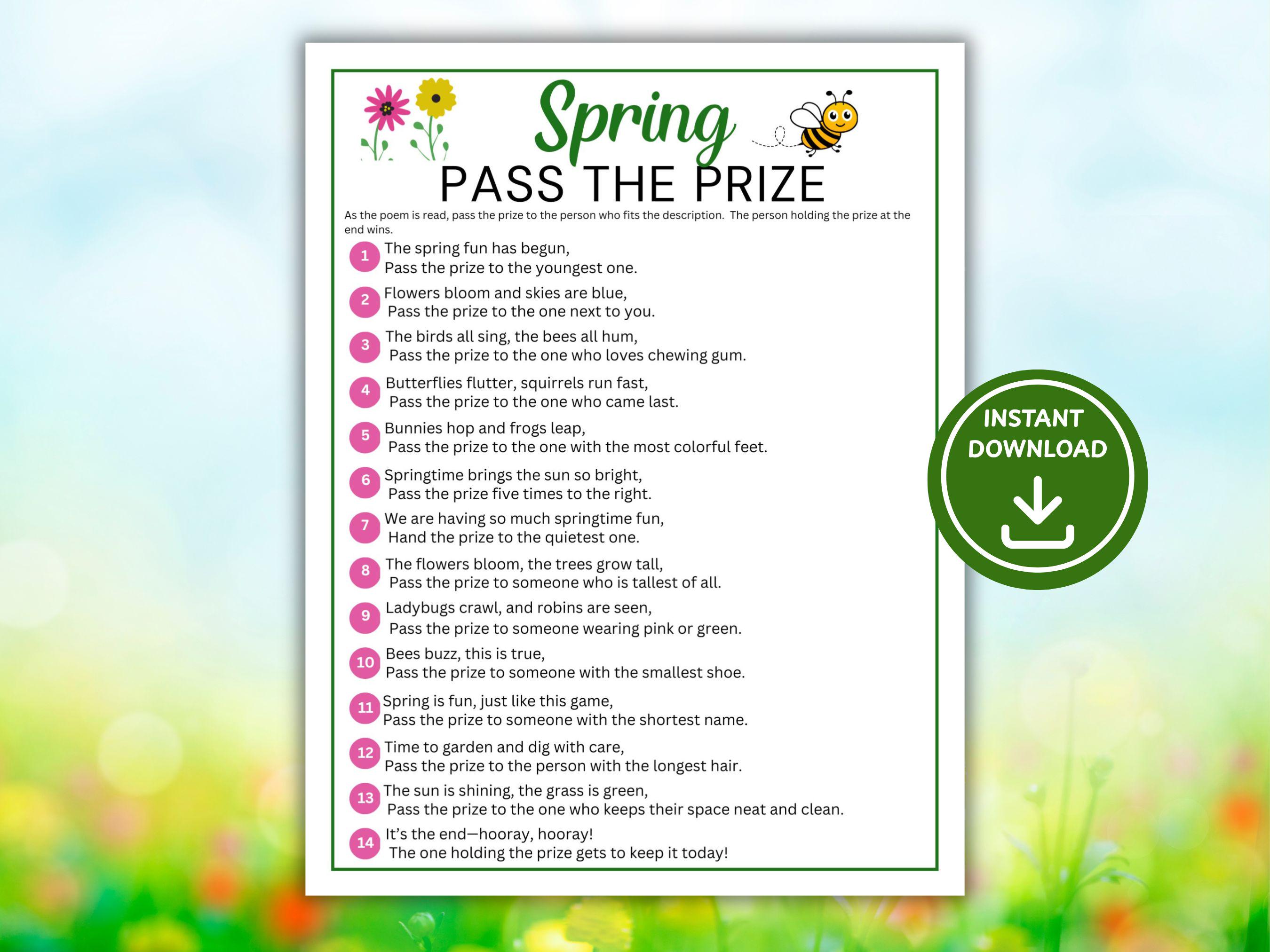 Spring Pass Spring Pass the Prize Game | Spring Party Activity | Pass the Present ...
