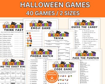 Halloween Games Bundle, Party Game for Kids, Teens, Adults, Printable Halloween Activities, Trivia