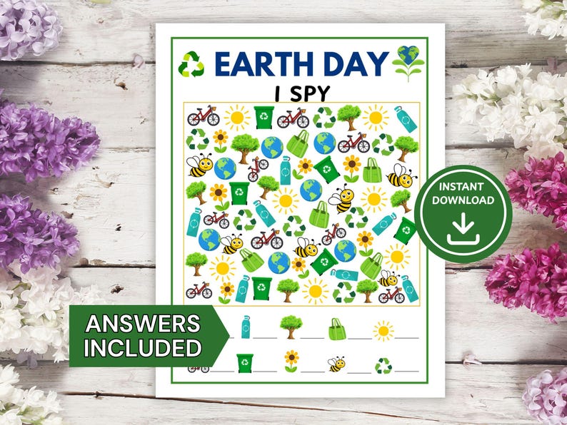 Earth Day I Spy Printable Activity for Kids | Seek and Find Game ...