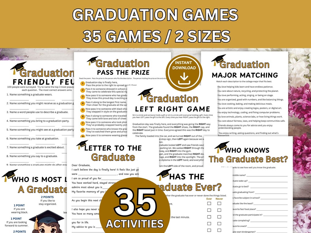 Graduation Games Bundle | Printable Grad Party Activities | Party Game ...