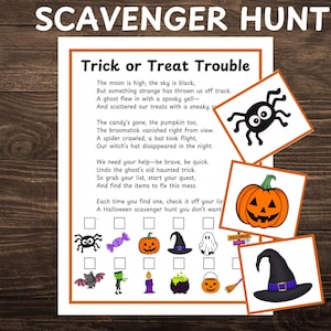 Halloween Scavenger Hunt for Kids, Teens, Halloween Game, Halloween Activity, Halloween Treasure Hunt, Party Game, Classroom Activity