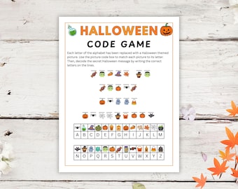 Halloween Code Game for Kids, Secret Message Game, Halloween Classroom Activity