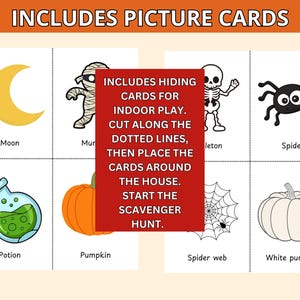 Halloween cards for October scavenger hunt activity