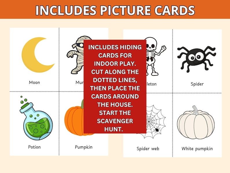 Halloween cards for October scavenger hunt activity