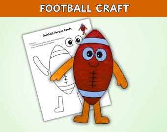 Football Person Craft for Kids, Fun Football Craft, Sports Activity, Fall Sports Craft, Easy Coloring Craft for Kids