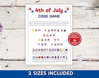 Fourth of July Code Game Activity for Kids| Secret Message Puzzle | Classroom and Homeschool