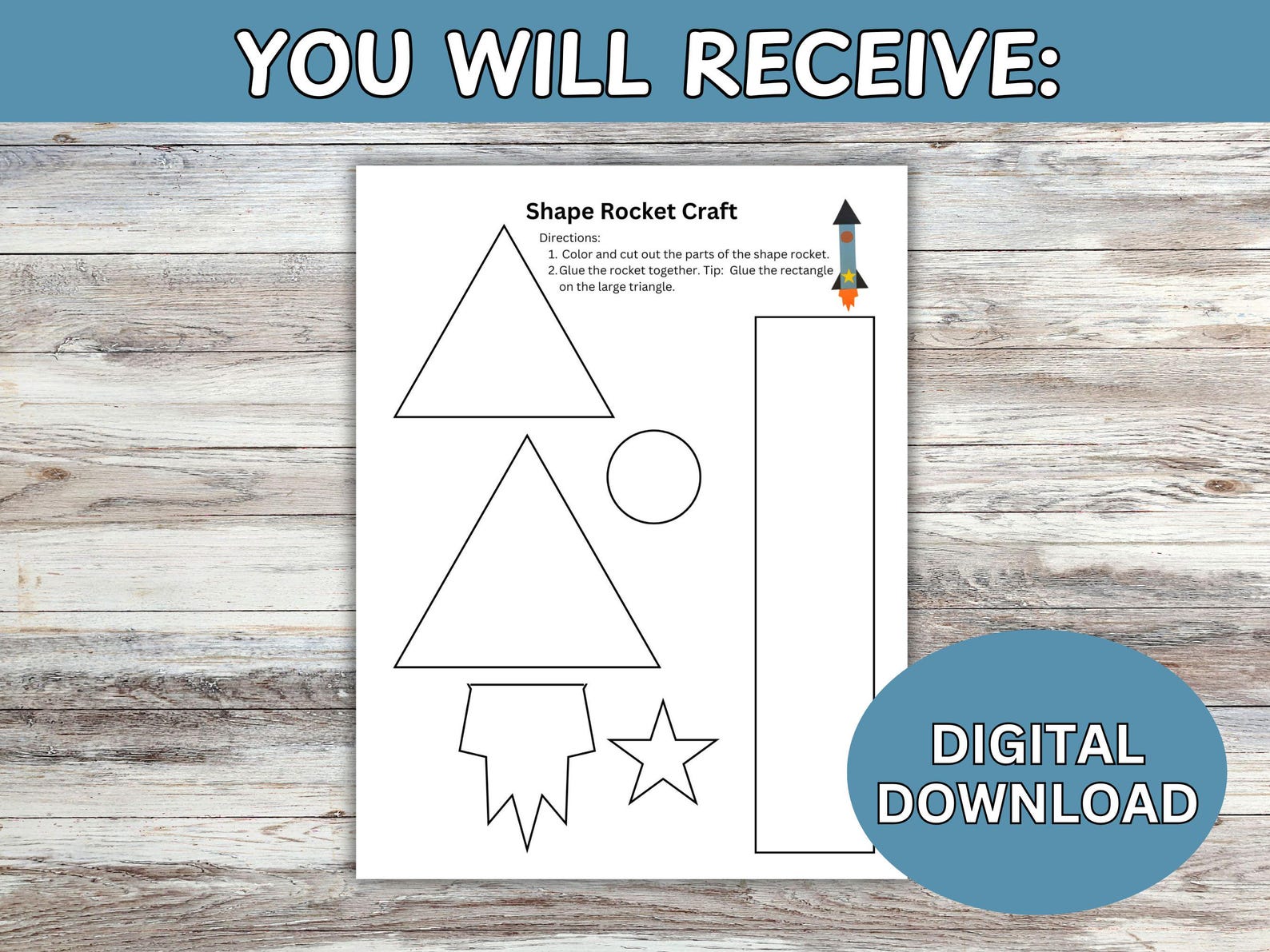 Shape Rocket Craft for Kids: Printable Space Activity (PDF Download) - Etsy