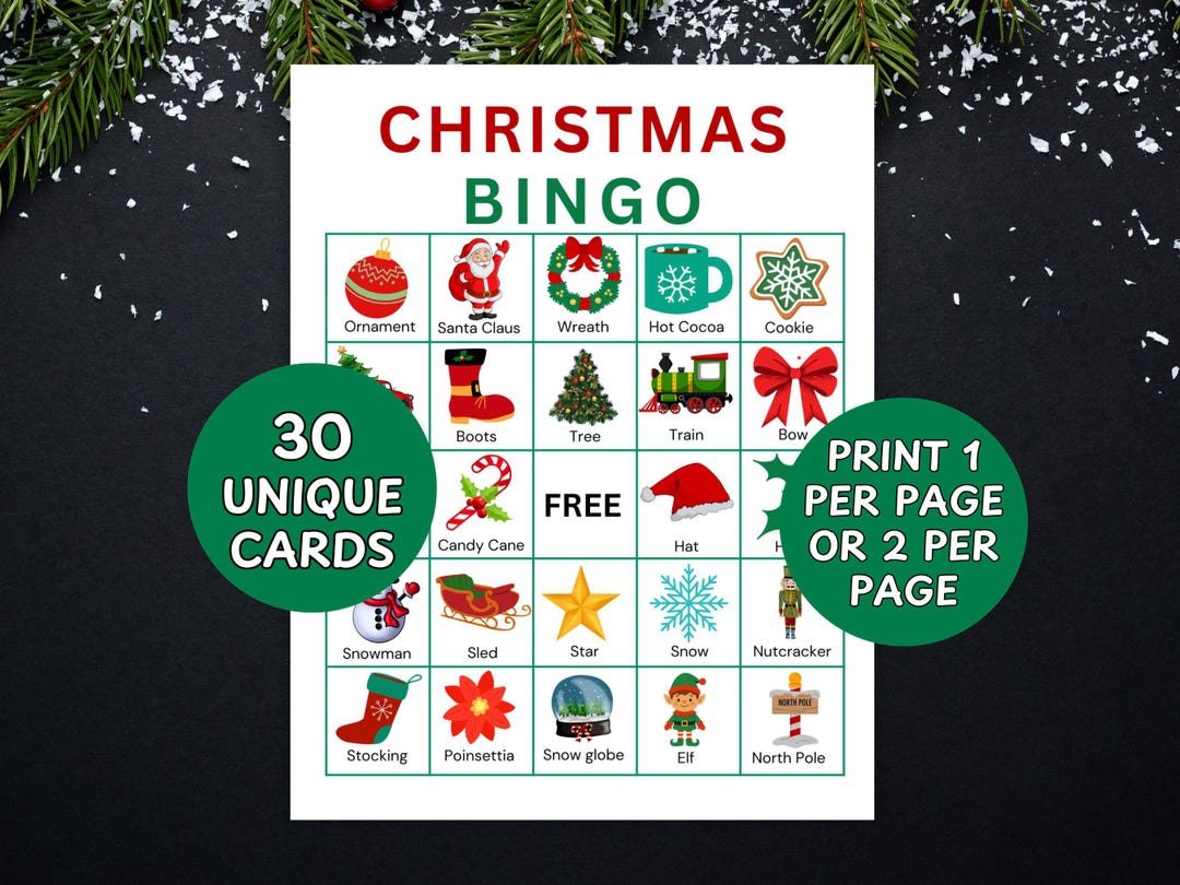 Christmas Bingo Game: Holiday Party Activity for Kids, Families, Adults ...
