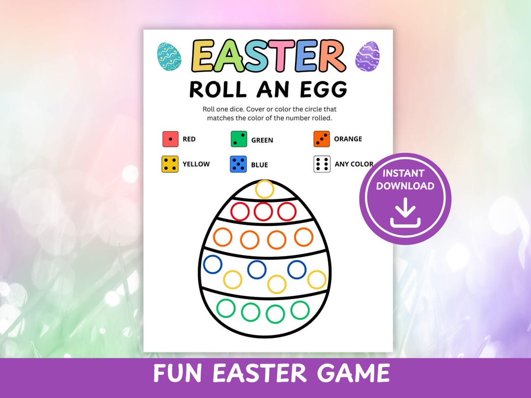 Easter Roll an Egg Game, Dice Game, Easter Party Activity for Kids ...