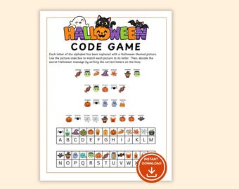 Halloween Code Game for Kids, Secret Message Game, Halloween Classroom Activity